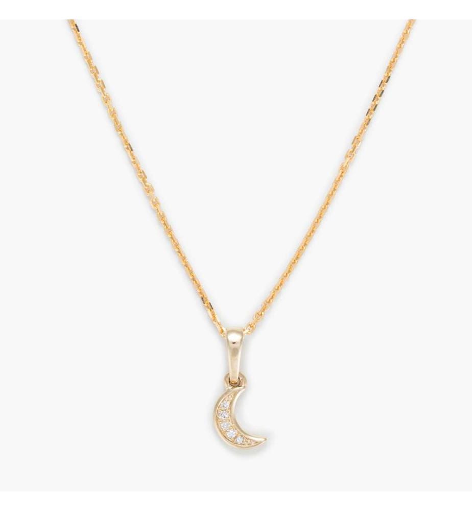 Pendente Luna con diamanti - Oro giallo 375/1000