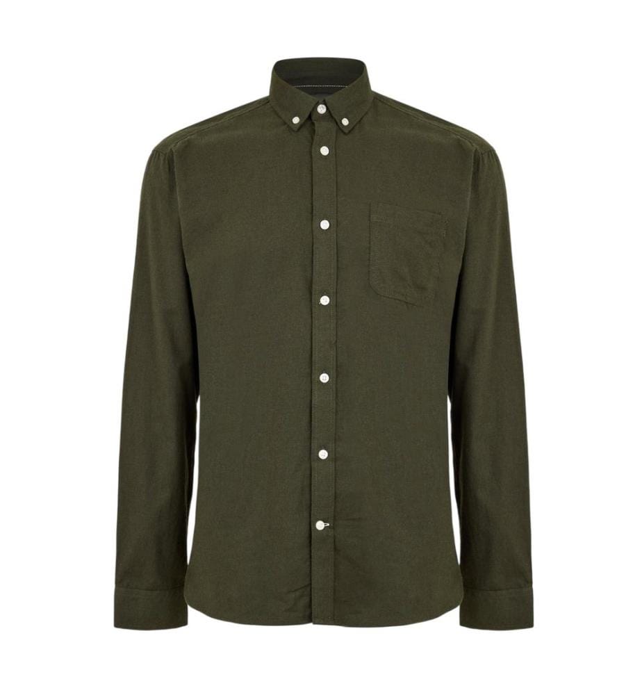 Only Mens Plain Regular Long-Sleeved Button-Down Shirt