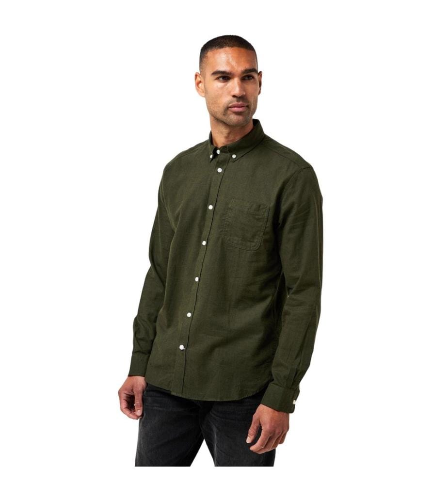 Only Mens Plain Regular Long-Sleeved Button-Down Shirt