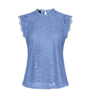 Pieces Womens/Ladies Lace High-Neck Regular Sleeveless Blouse
