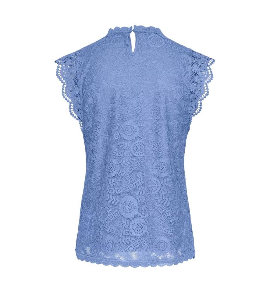 Pieces Womens/Ladies Lace High-Neck Regular Sleeveless Blouse