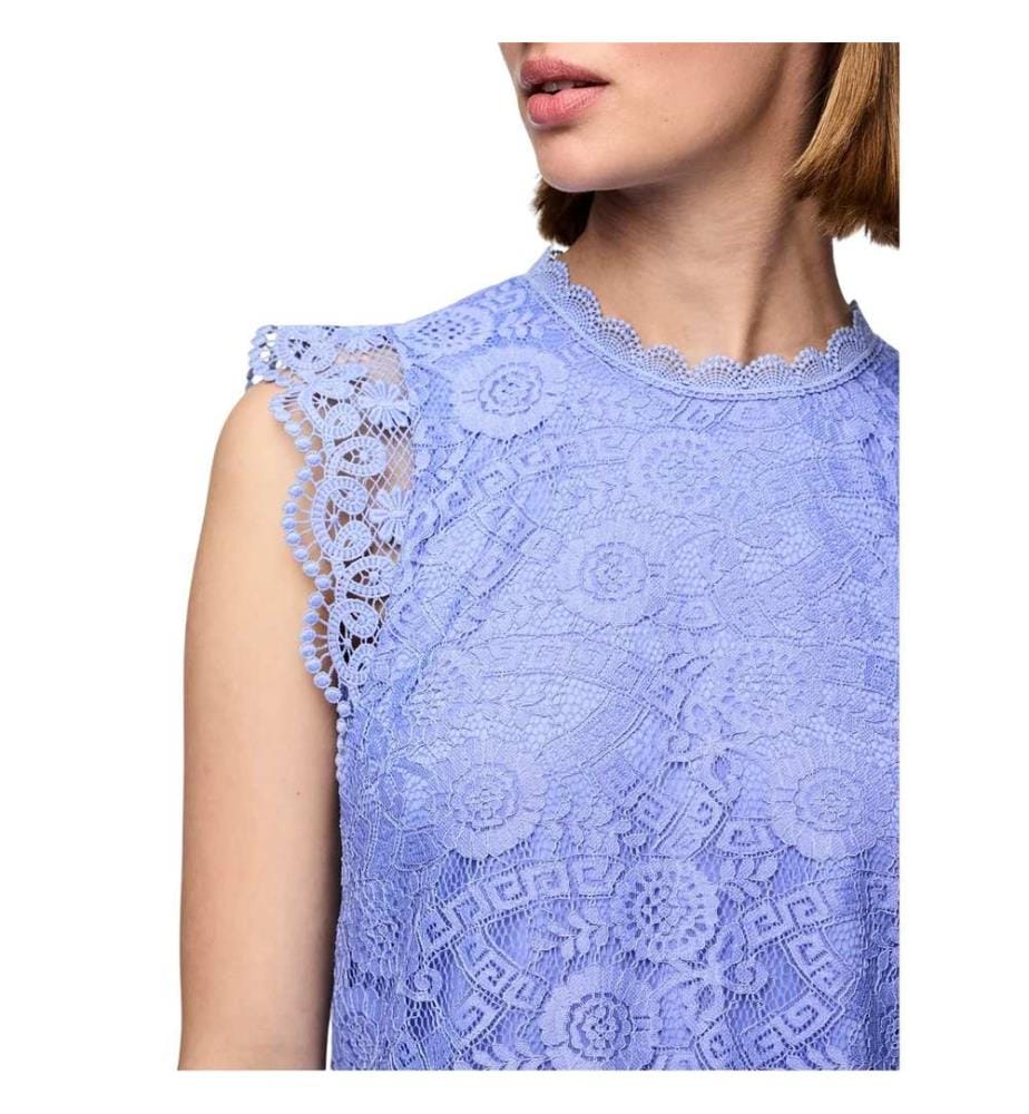 Pieces Womens/Ladies Lace High-Neck Regular Sleeveless Blouse