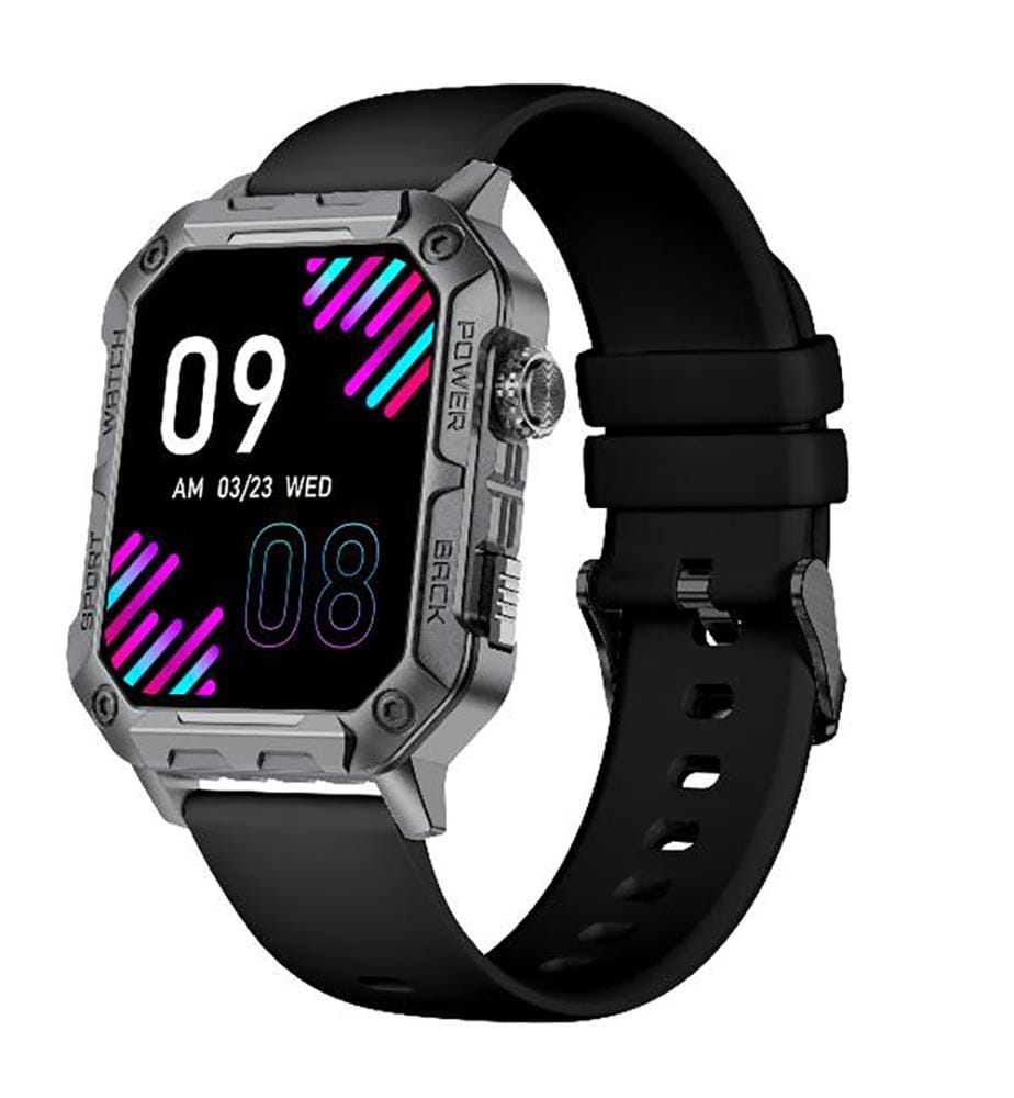 Montre connectée de sport avec écran carré de 1,91 pouces, suivi de la santé et des performances, conception robuste, notifications et contrôle de la musique