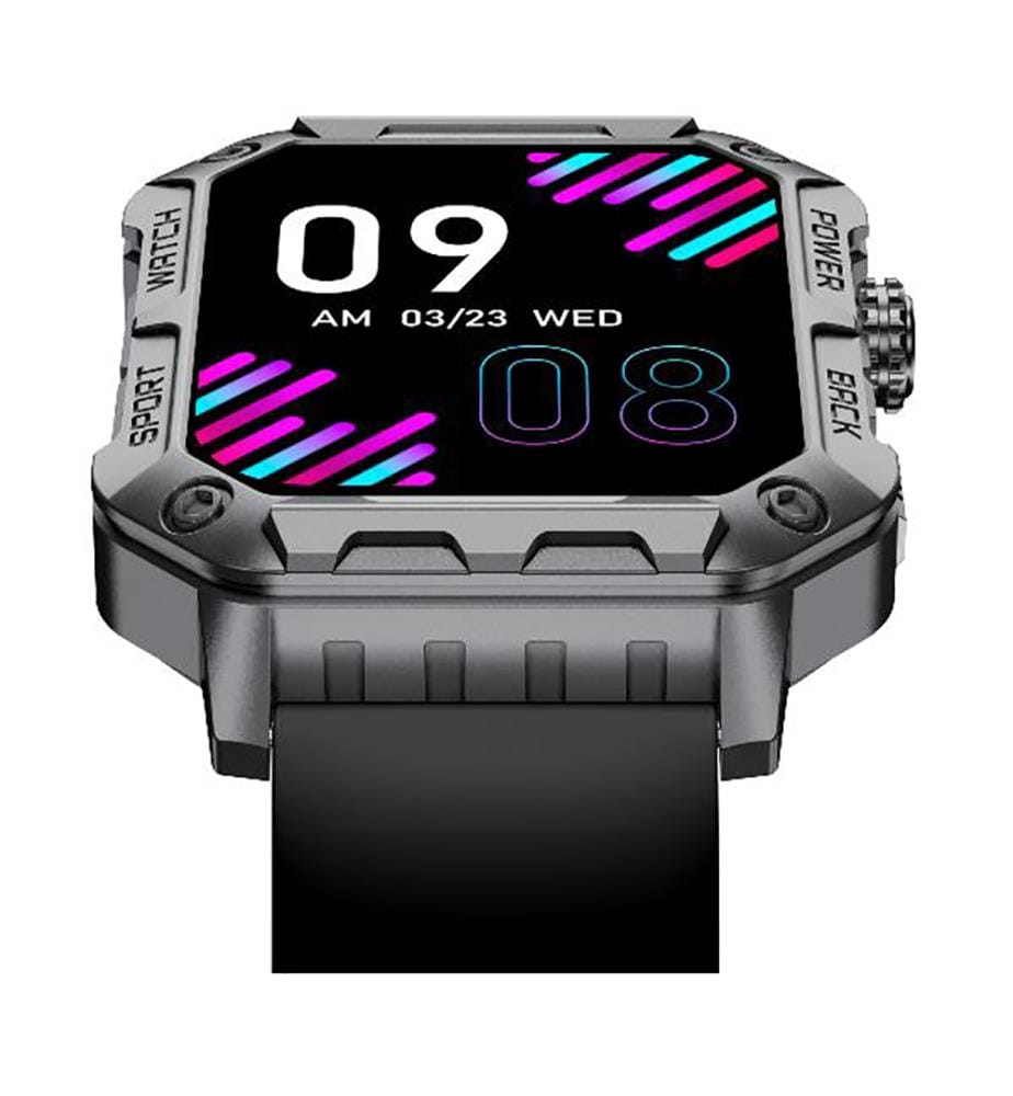 Montre connectée de sport avec écran carré de 1,91 pouces, suivi de la santé et des performances, conception robuste, notifications et contrôle de la musique