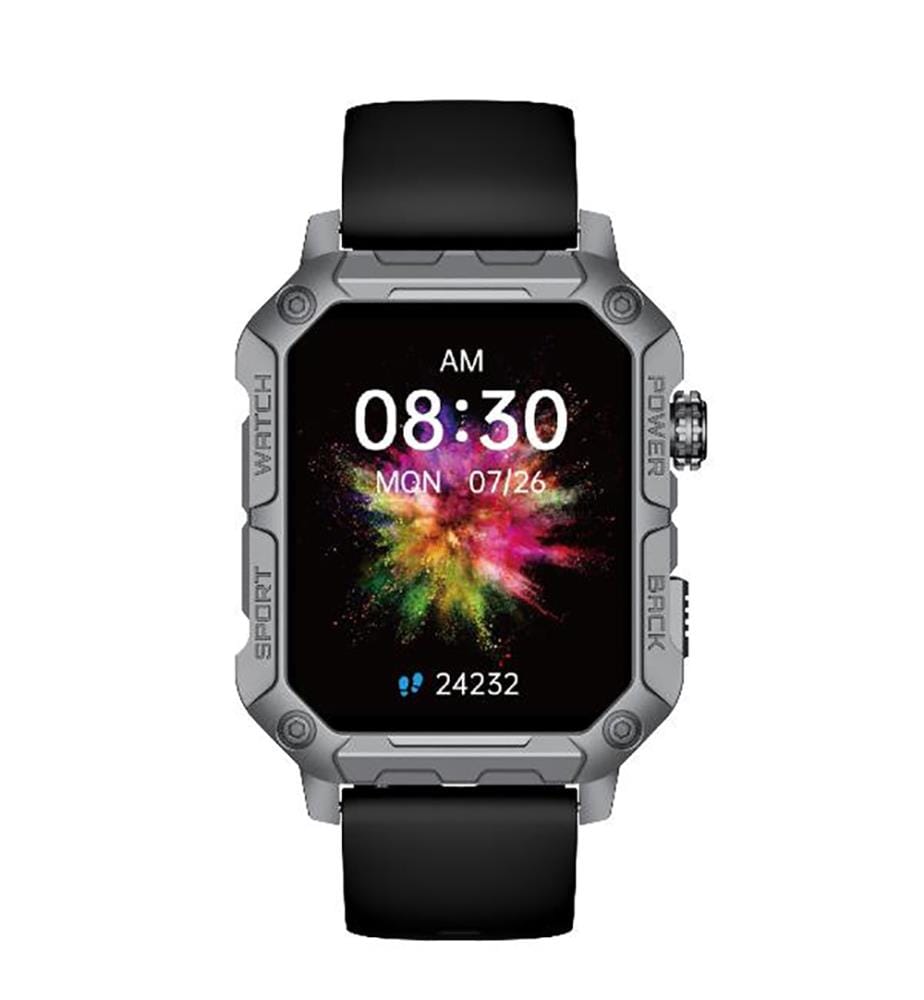 Montre connectée de sport avec écran carré de 1,91 pouces, suivi de la santé et des performances, conception robuste, notifications et contrôle de la musique