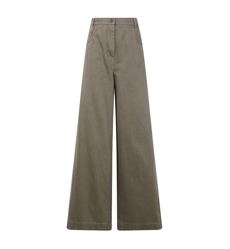 Pantaloni oversize in cotone - Caki scuro