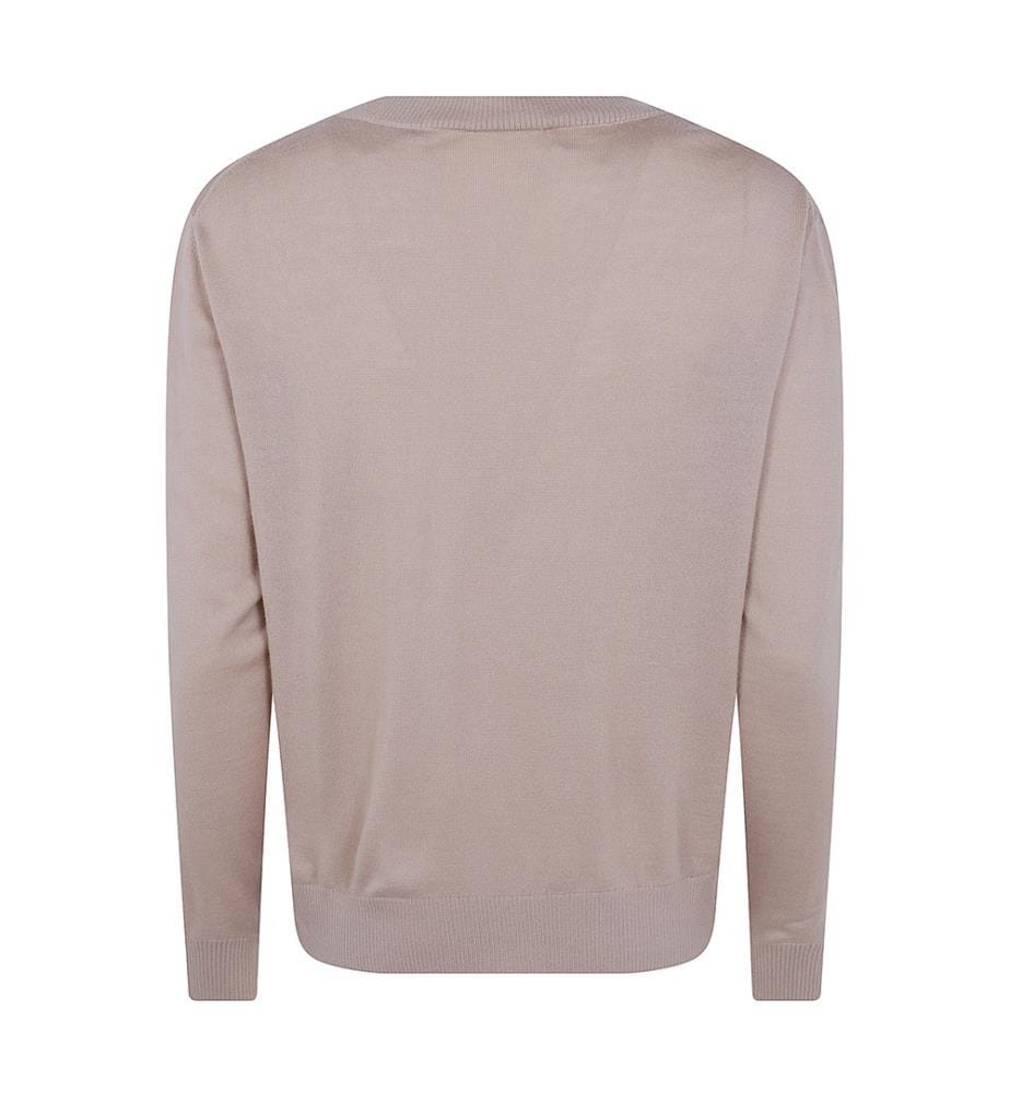 Maglione con scollo a V in cashmere e seta - Beige