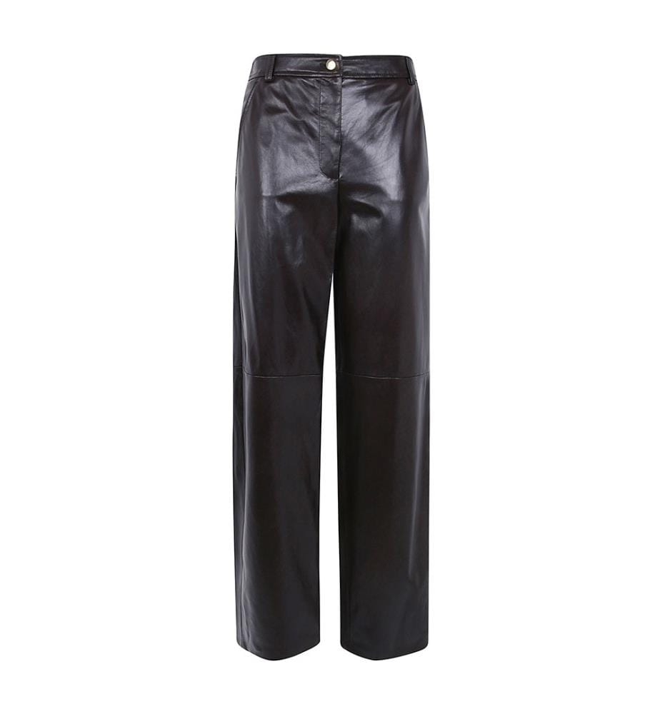 Pantaloni in pelle nappa - Marrone