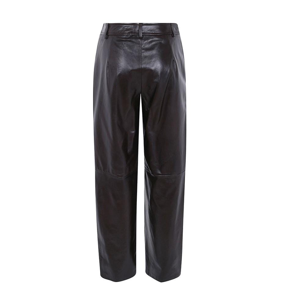 Pantaloni in pelle nappa - Marrone