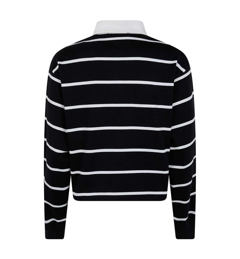 Polo a maniche lunghe corta a righe "Amiri Script" - Nero