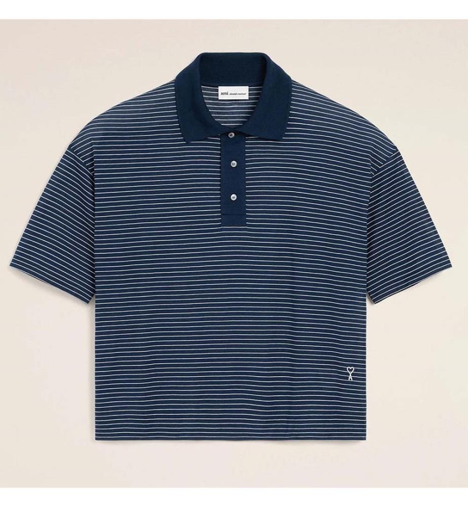 Polo Boxy Fit "Ami de Coeur" - Tintenweiss