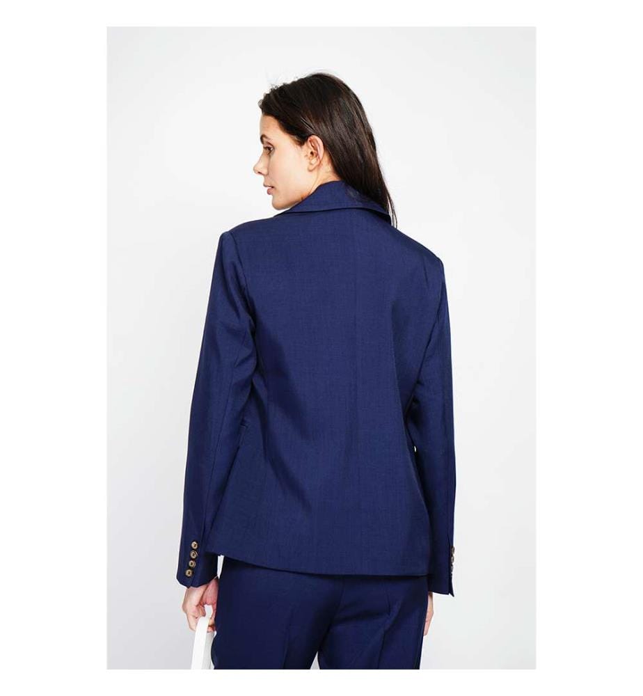 Jacke mit Reverskragen, Klappentaschen vorne und langen Ärmeln - Marineblau