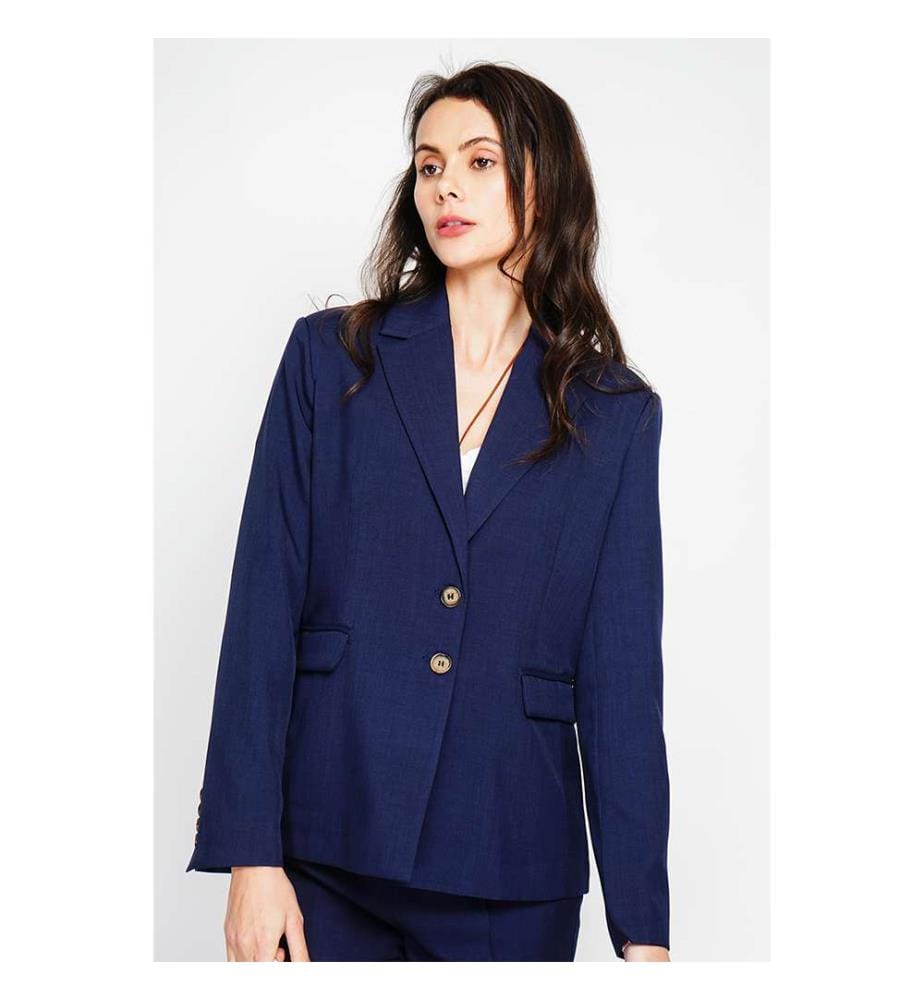 Jacke mit Reverskragen, Klappentaschen vorne und langen Ärmeln - Marineblau