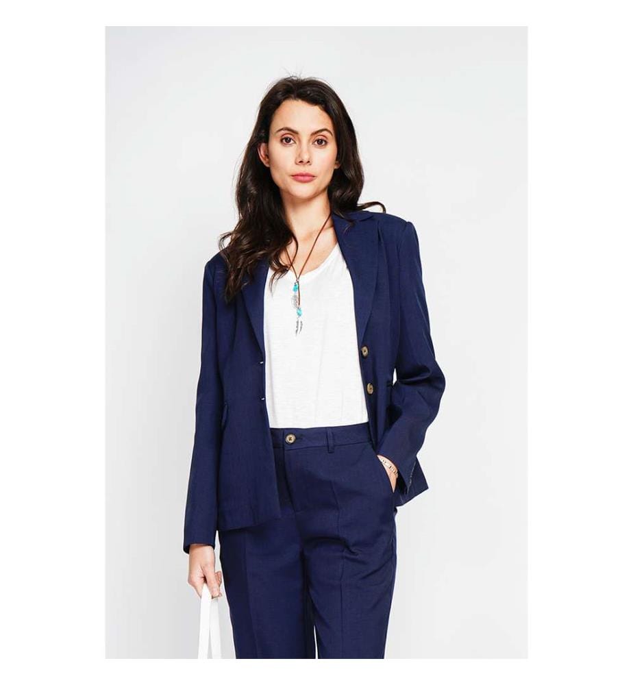 Jacke mit Reverskragen, Klappentaschen vorne und langen Ärmeln - Marineblau