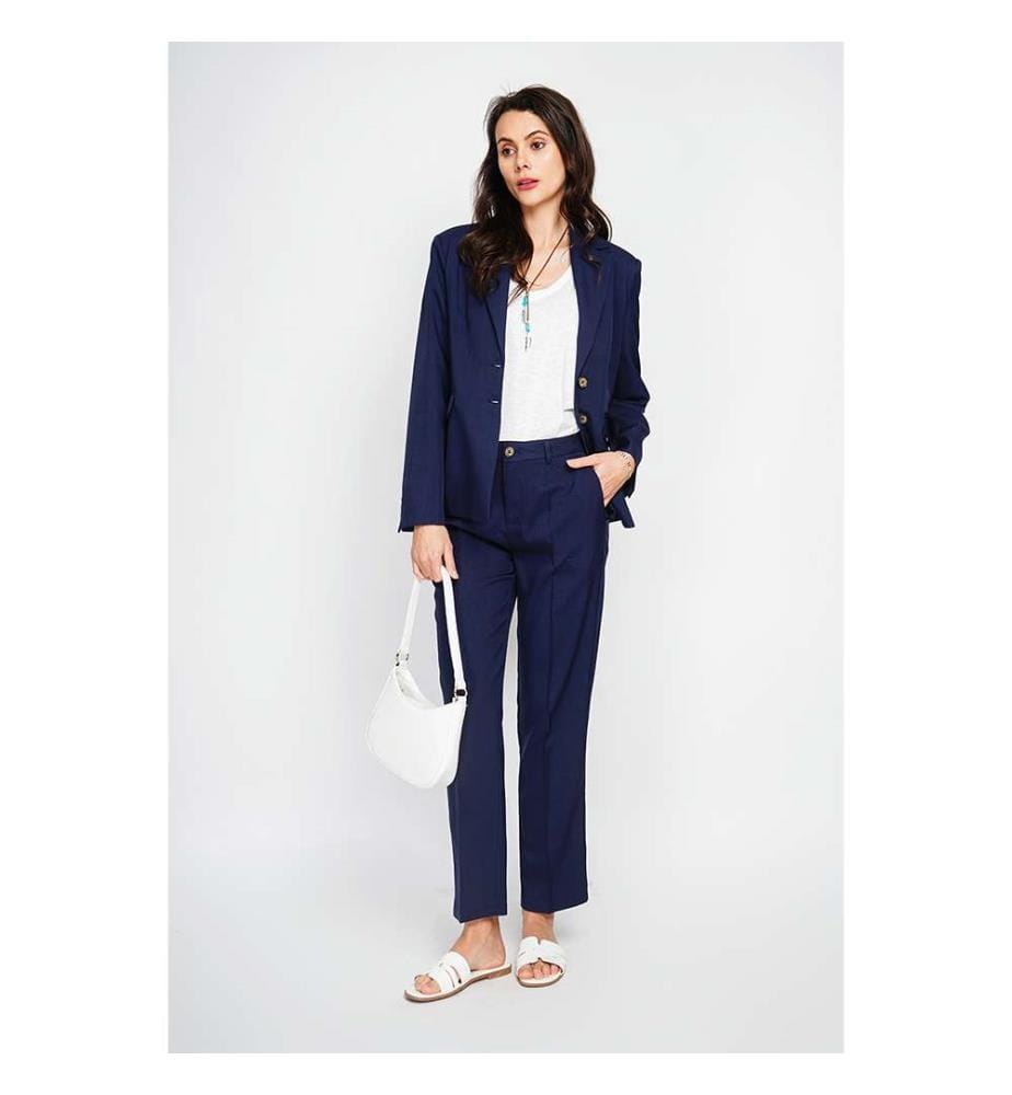 Jacke mit Reverskragen, Klappentaschen vorne und langen Ärmeln - Marineblau