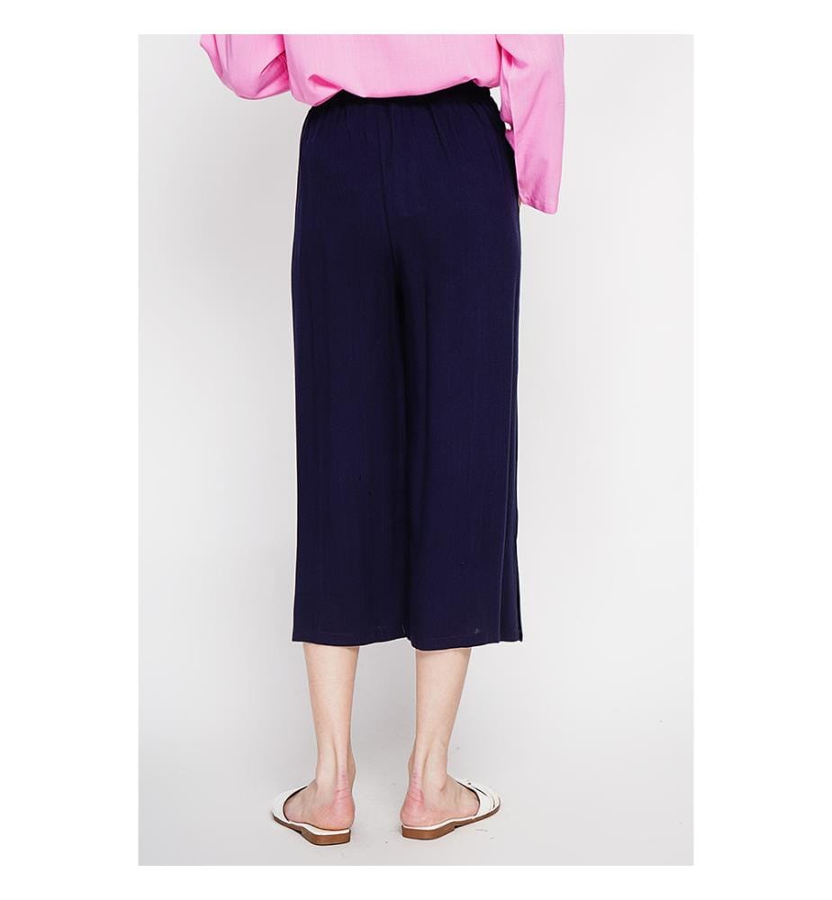 Pantaloncini a vita alta con tasche frontali - Navy