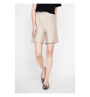 Bermuda-Shorts mit hoher Taille , gerader Schnitt mit Seitentasche - Leinen