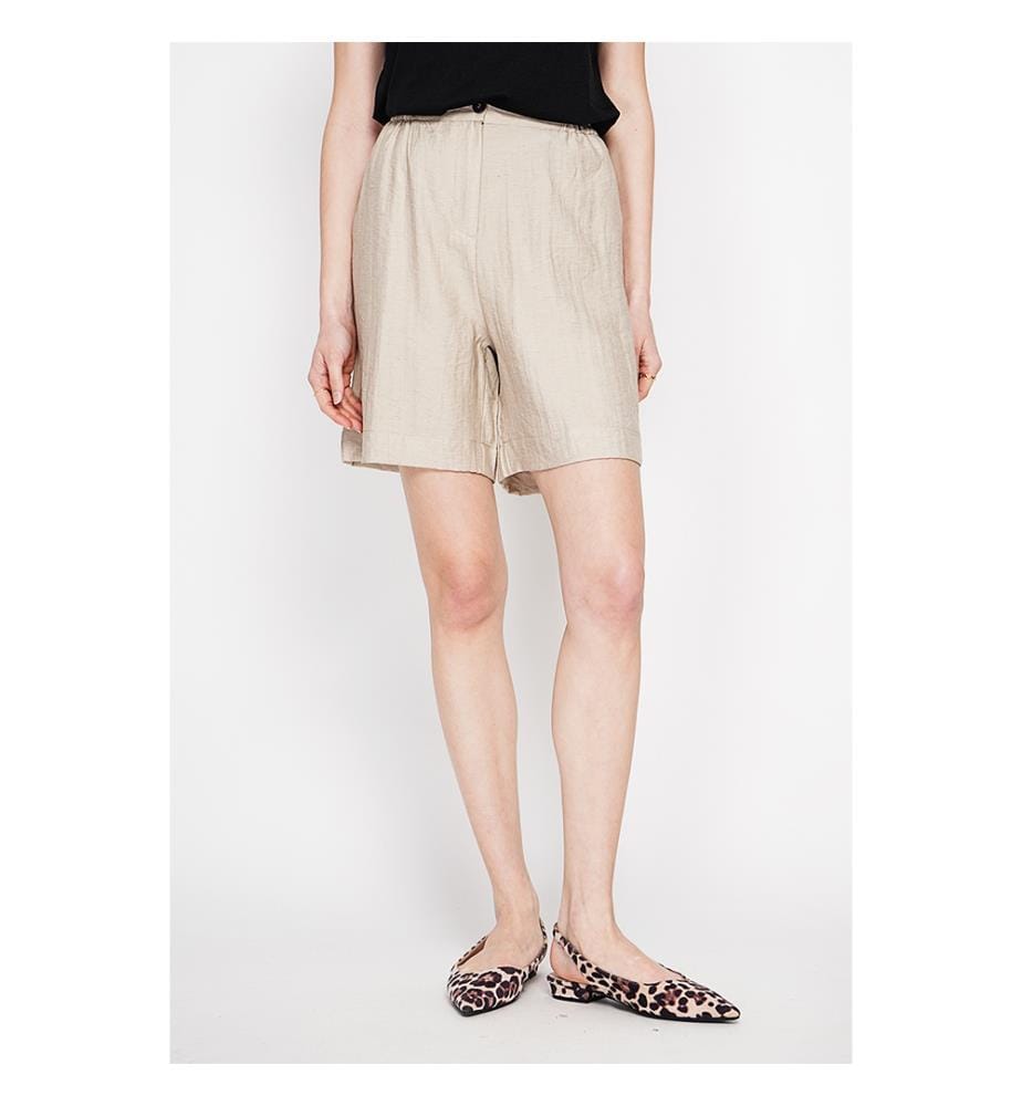 Bermuda-Shorts mit hoher Taille , gerader Schnitt mit Seitentasche - Leinen