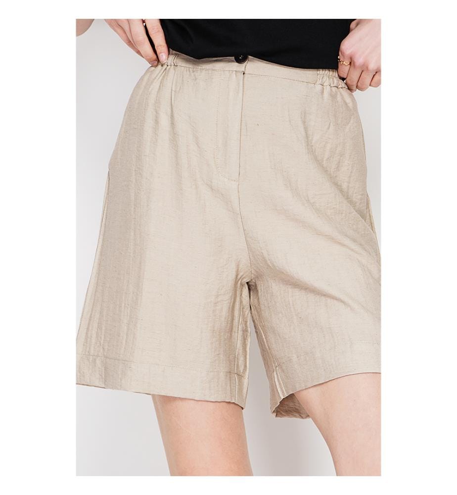 Bermuda-Shorts mit hoher Taille , gerader Schnitt mit Seitentasche - Leinen