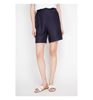 Bermuda-Shorts mit hoher Taille, geradem Schnitt und Seitentasche - Marine