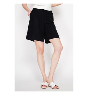Bermuda-Shorts mit hoher Taille, geradem Schnitt und Seitentasche - Schwarz