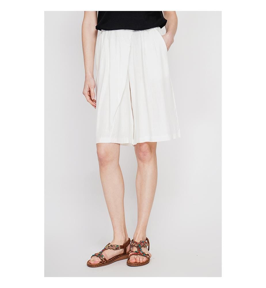 Bermuda-Shorts mit Fantasiemuster vorne mit Seitentasche - Weiss