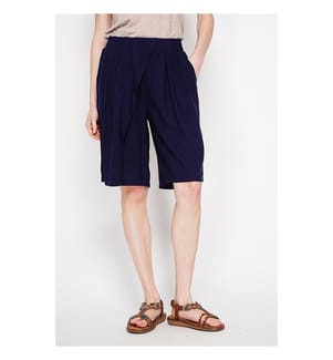 Bermuda-Shorts mit Fantasiemuster vorne und Seitentasche - Marine