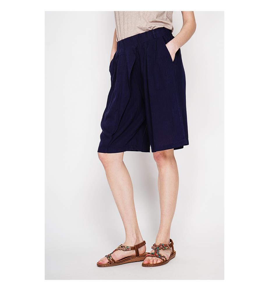 Bermuda-Shorts mit Fantasiemuster vorne und Seitentasche - Marine