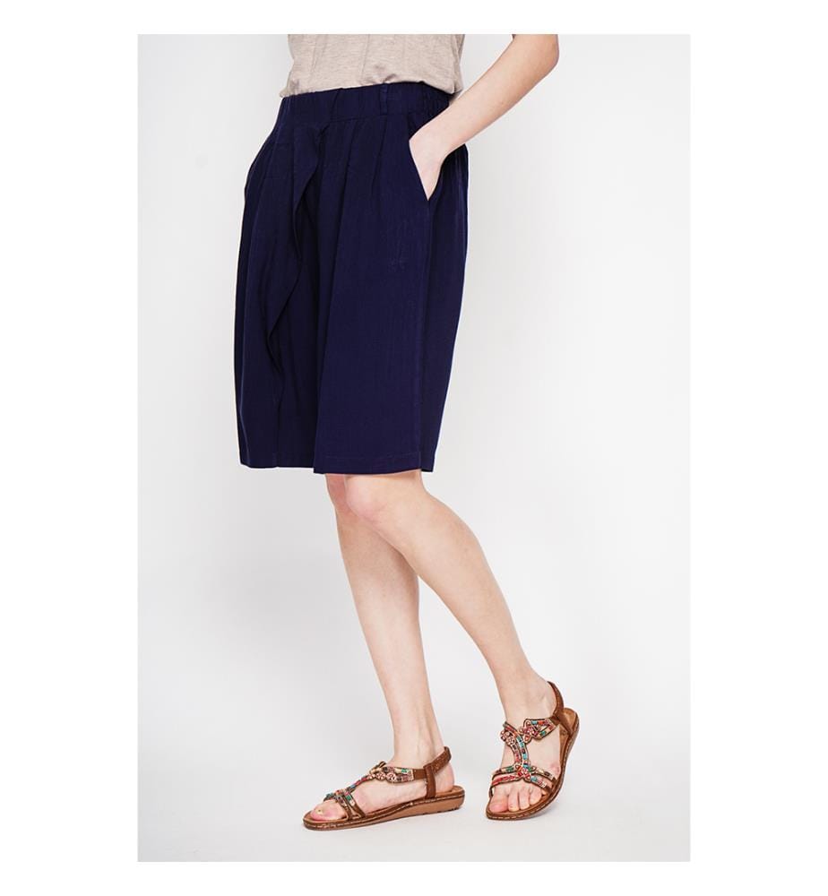 Bermuda-Shorts mit Fantasiemuster vorne und Seitentasche - Marine