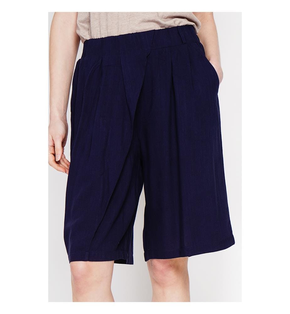 Bermuda-Shorts mit Fantasiemuster vorne und Seitentasche - Marine