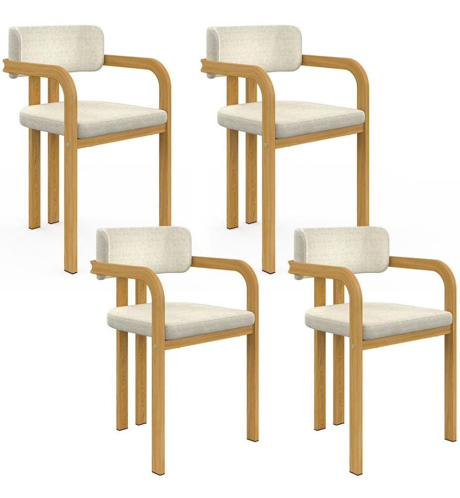 Lot de 4 chaises Elsa avec accoudoirs - Beige