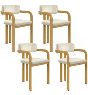 Lot de 4 chaises Elsa avec accoudoirs - Beige