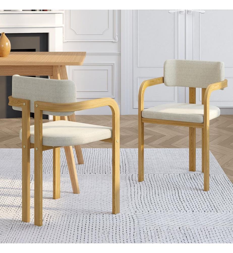 Lot de 4 chaises Elsa avec accoudoirs - Beige