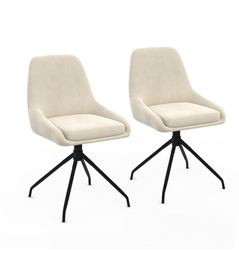 Lot de 2 Chaises Olivia assise pivotante pieds métal - Crème