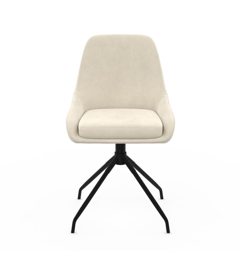Lot de 2 Chaises Olivia assise pivotante pieds métal - Crème