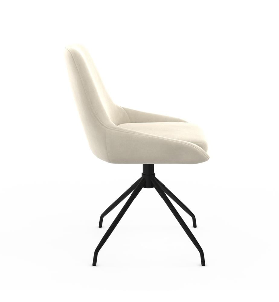 Lot de 2 Chaises Olivia assise pivotante pieds métal - Crème