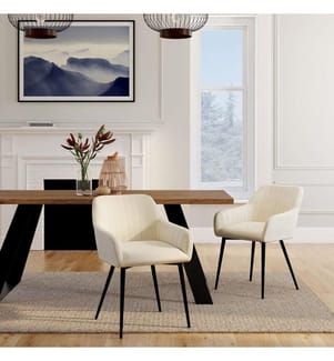 Lot de 2 Chaises avec Accoudoirs Ariana - Crème et Noir
