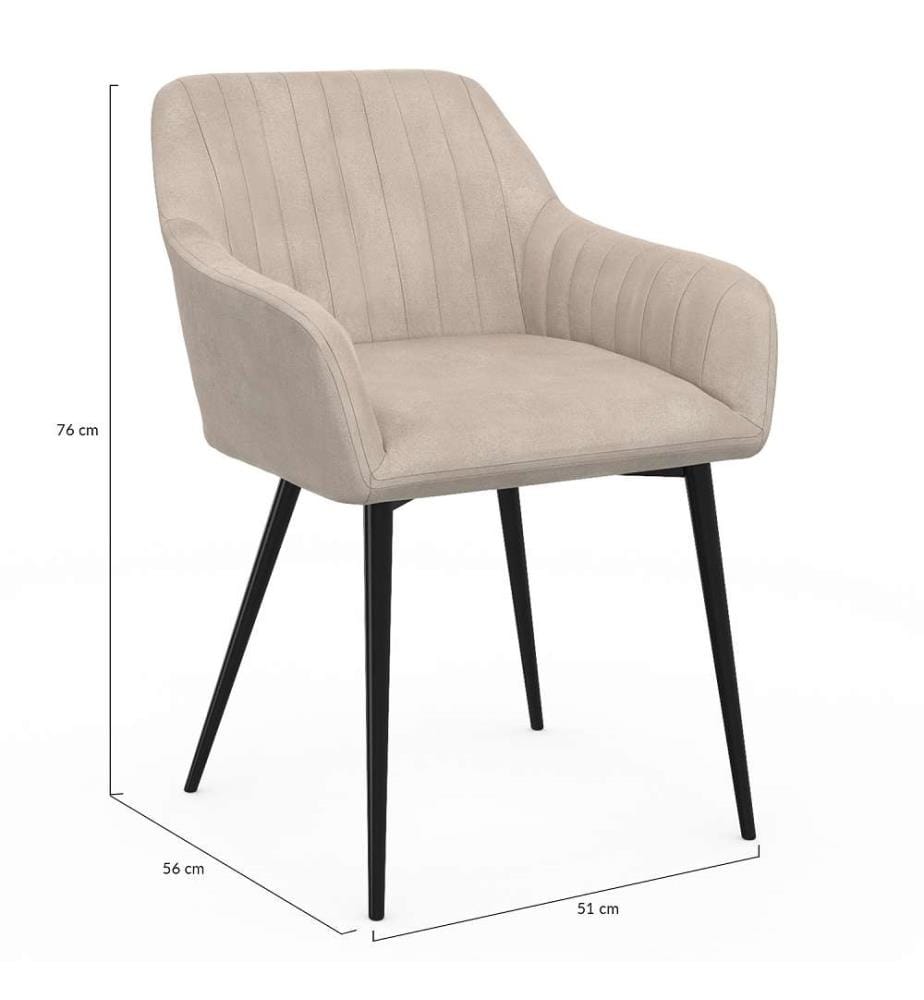 Lot de 2 Chaises avec Accoudoirs Ariana - Taupe et Noir