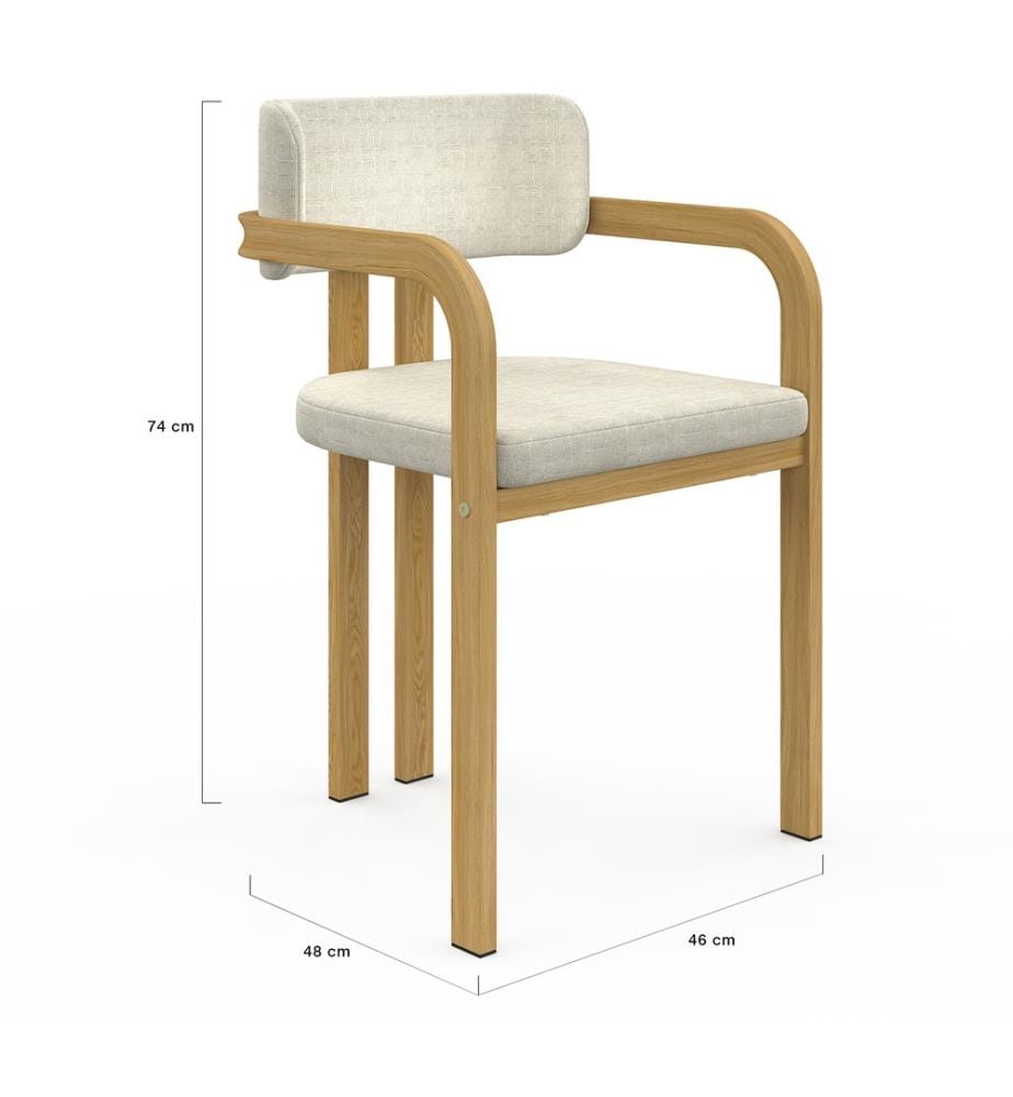 Lot de 2 Chaises Elsa avec accoudoirs en tissu beige et pieds métal