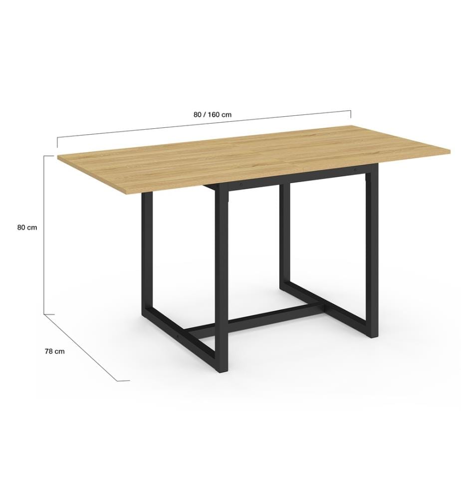 Table de Repas Extensible Memphis 160 x 78 x 78 cm - Brun & Noir