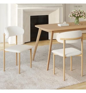 Lot de 6 Chaises Callisto assise bouclette et pieds bois 