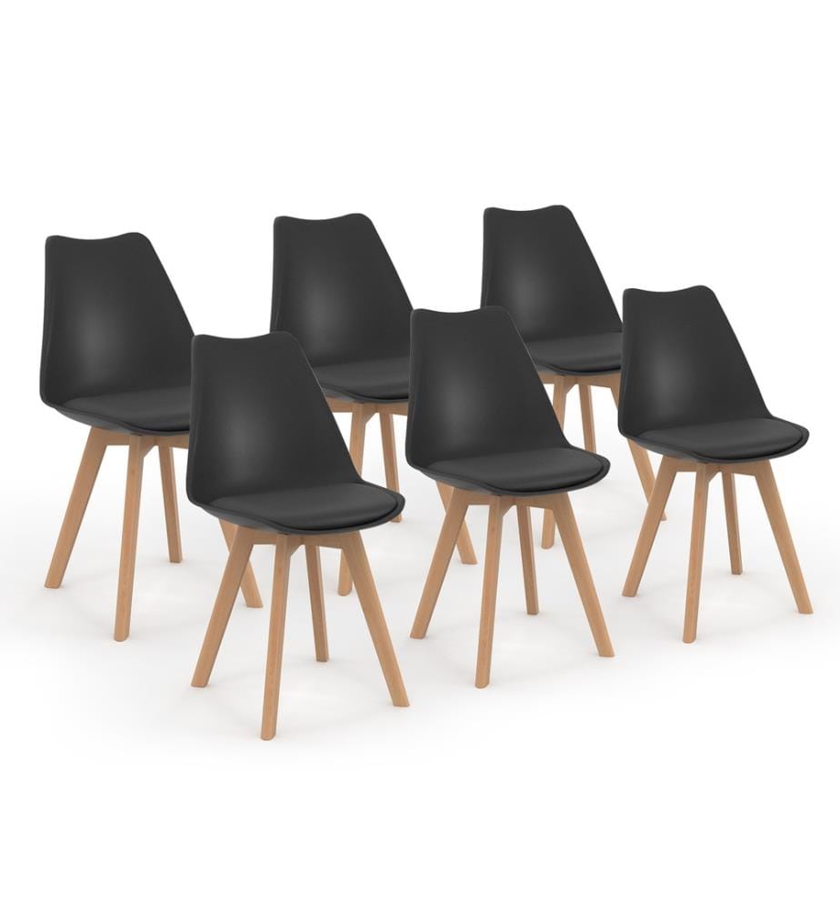 Lot de 6 Chaises Nordia 46 x 51 x 79.5 cm - Noir