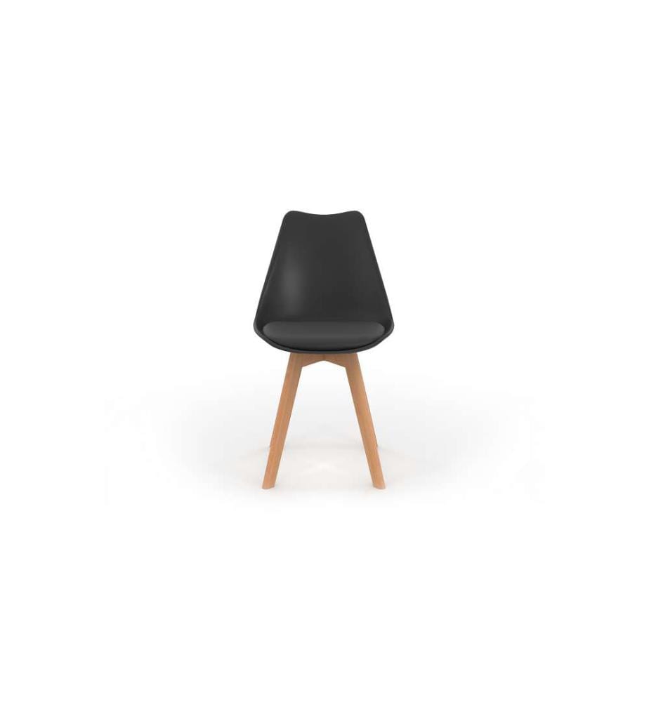 Lot de 4 Chaises Nordia - Noir et Bois