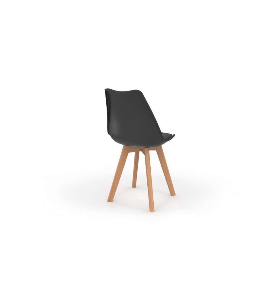 Lot de 4 Chaises Nordia - Noir et Bois