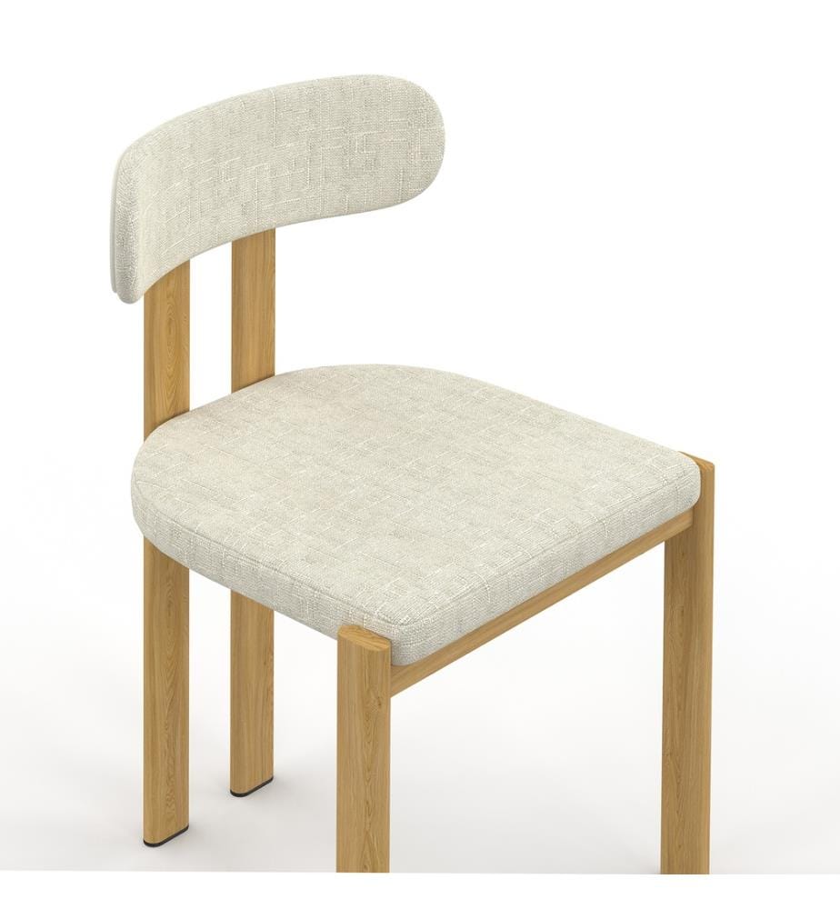 Lot de 4 Chaises Elsa en tissu beige et pieds métal