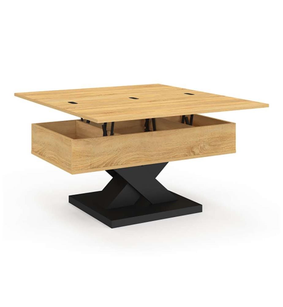 Table basse Alexia avec plateau relevable et dépliant 