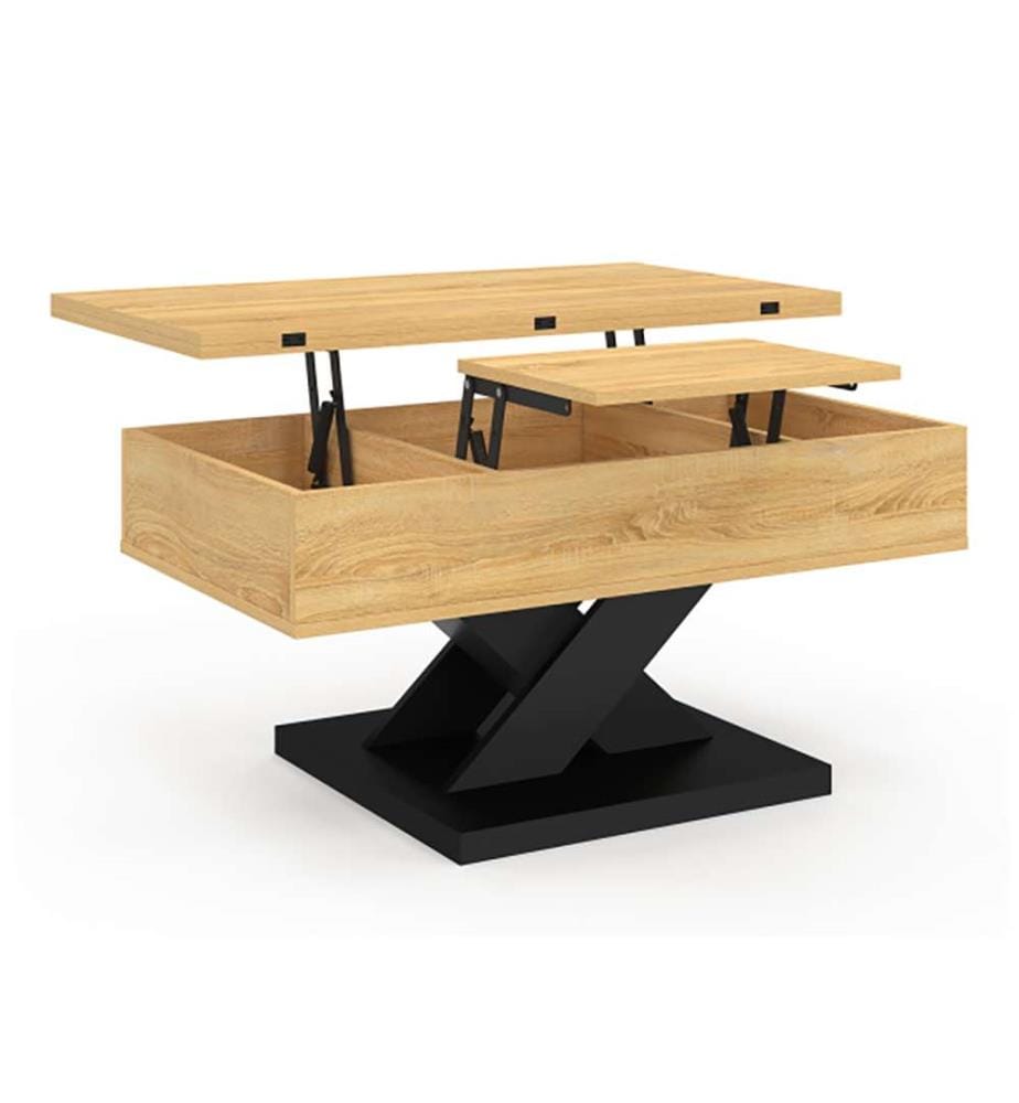 Table basse Alexia avec plateau relevable et dépliant 