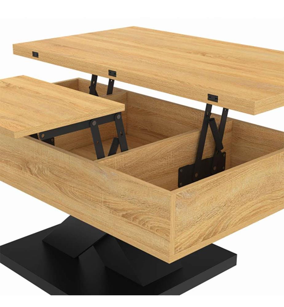 Table basse Alexia avec plateau relevable et dépliant 