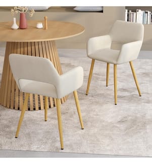 Lot de 2 Fauteuils Heidi en velours beige et pieds bois