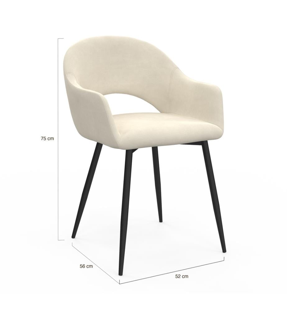 Lot de 2 Chaises Rebecca - Crème et Noir